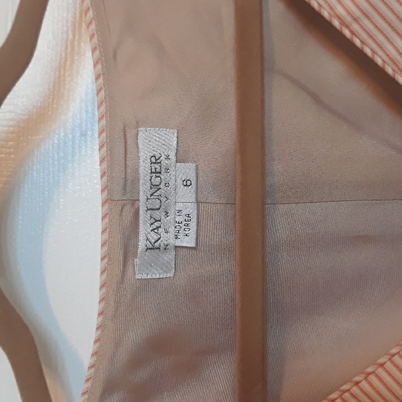 Kay Unger Dress. Size 6  Orange and Ivory. Small Stripe Detailing. - Picture 3 of 9